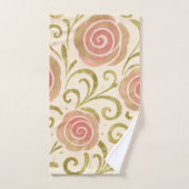 ピンク&金ゴールドおとぎ話ストーリーブックプリンセスバラ バスタオルセット (ハンドタオル)