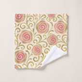 ピンク&金ゴールドおとぎ話ストーリーブックプリンセスバラ バスタオルセット (ウォッシュタオル)