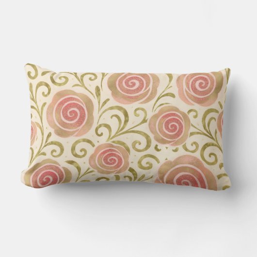 ピンク&金ゴールドおとぎ話ストーリーブックプリンセスバラ ランバークッション (正面)
