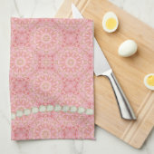 ピンク、金ゴールドおよび真珠のふきん キッチンタオル (四つ折り)