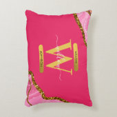 ピンク&金ゴールドアゲエデグリッターモノグラム アクセントクッション (正面(垂直))