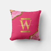 ピンク&金ゴールドアゲエデグリッターモノグラム クッション (正面)