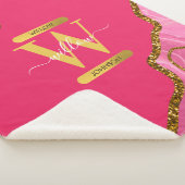 ピンク&金ゴールドアゲエデグリッターモノグラム シェルパブランケット (3/4)