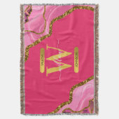 ピンク&金ゴールドアゲエデグリッターモノグラム スローブランケット (正面縦)