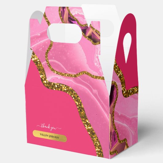 ピンク&金ゴールドアゲートゲードグリッターありがとう フェイバーボックス (オープン)