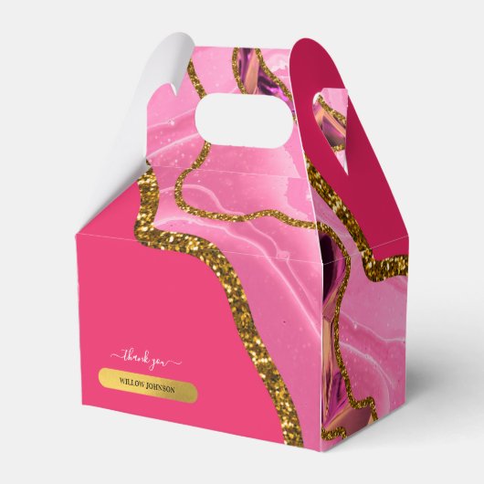 ピンク&金ゴールドアゲートゲードグリッターありがとう フェイバーボックス (正面サイド)