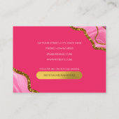 ピンク&金ゴールドアゲートゲードグリッターモノグラムマーブル 名刺 (裏面)