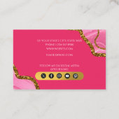 ピンク&金ゴールドアゲートゲードグリッターモノグラムマーブル 名刺 (裏面)