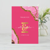ピンク&金ゴールドアゲートゲードグリッター結婚ズ サンキューカード (スタンド正面)