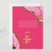 ピンク&金ゴールドアゲートゲードグリッター結婚ズ サンキューカード (裏面)