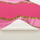 ピンク&金ゴールドアゲートゲードグリッター シェルパブランケット (3/4)