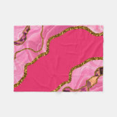 ピンク&金ゴールドアゲートゲードグリッター フリースブランケット (正面(横))