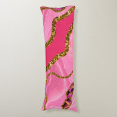 ピンク&金ゴールドアゲートゲードグリッター ボディピロー (正面縦)
