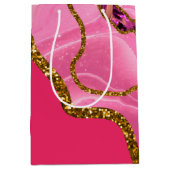 ピンク&金ゴールドアゲートゲードグリッター ミディアムペーパーバッグ (正面)