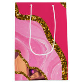 ピンク&金ゴールドアゲートゲードグリッター ミディアムペーパーバッグ (裏面)