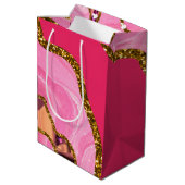 ピンク&金ゴールドアゲートゲードグリッター ミディアムペーパーバッグ (裏面アングル)