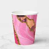 ピンク&金ゴールドアゲートゲードグリッター 紙コップ (裏面)