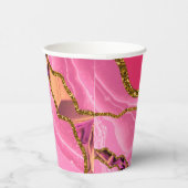 ピンク&金ゴールドアゲートゲードグリッター 紙コップ (右)