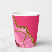 ピンク&金ゴールドアゲートゲードグリッター 紙コップ (正面)
