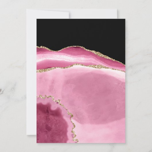 ピンク&金ゴールドアゲート仮想誕生日招待状 招待状 (裏面)