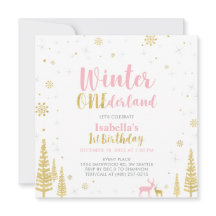 ピンク&金ゴールドウィンターオネダーランド1st第1誕生日