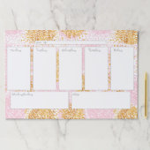 ピンク&金ゴールドウィークリーカレンダー大きなティアウェイパッド ペーパーパッド (インサイチュ)