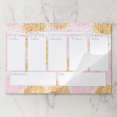 ピンク&金ゴールドウィークリーカレンダー大きなティアウェイパッド ペーパーパッド (折り畳み)