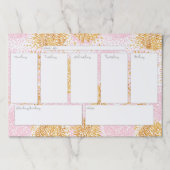 ピンク&金ゴールドウィークリーカレンダー大きなティアウェイパッド ペーパーパッド (正面)