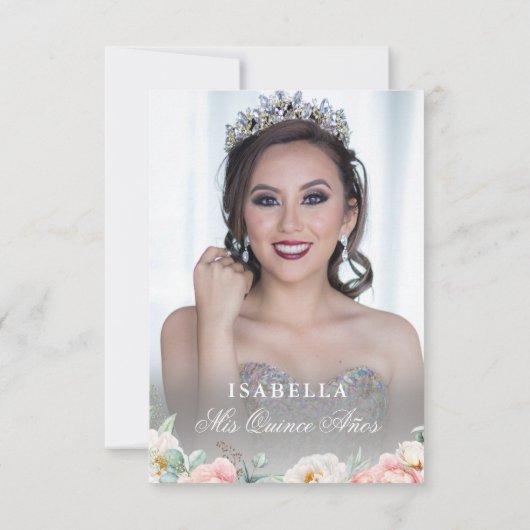 ピンク&金ゴールドエレガントクインセニェラ サンキューカード (裏面)