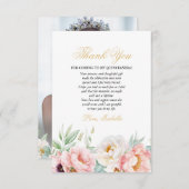 ピンク&金ゴールドエレガントクインセニェラ サンキューカード (正面/裏面)