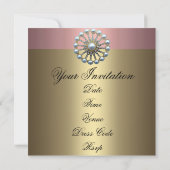ピンク&金ゴールドエレガントパール誕生日招待状 招待状 (裏面)