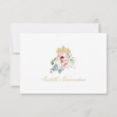 ピンク&金ゴールドエレガントフローラフォトキンセアニラ サンキューカード (裏面)