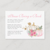 ピンク&金ゴールドカボチャ赤ちゃんシャワーが本を持ってくる エンクロージャーカード (正面)