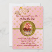 ピンク&金ゴールドガールの誕生日パーティーへの招待 招待状 (正面)