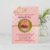 ピンク&金ゴールドガールの誕生日パーティーへの招待 招待状 (スタンド正面)