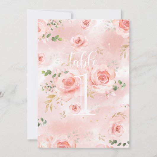 ピンク&金ゴールドガールベビーシャワーテーブル番号 (裏面)