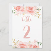 ピンク&金ゴールドガールベビーシャワーテーブル番号 (正面)