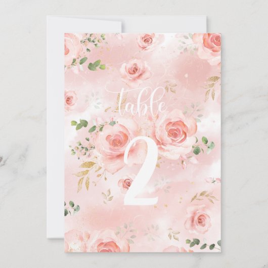 ピンク&金ゴールドガールベビーシャワーテーブル番号 (裏面)