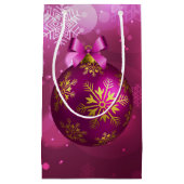 ピンク&金ゴールドクリスマススモール抱き枕 スモールペーパーバッグ (正面)