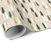 ピンク&金ゴールドクリスマスツリーパターンギフトラップ ラッピングペーパー (ロールコーナー)