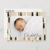 ピンク&金ゴールドクリスマスツリーパターン写真はがき シーズンポストカード (正面/裏面)