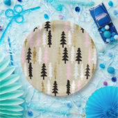 ピンク&金ゴールドクリスマスツリーパッテン紙プレート ペーパープレート (パーティー)