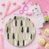 ピンク&金ゴールドクリスマスツリーパッテン紙プレート ペーパープレート (パーティー)