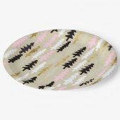 ピンク&金ゴールドクリスマスツリーパッテン紙プレート ペーパープレート (アングル)