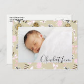 ピンク&金ゴールドクリスマスプレゼント写真はがき シーズンポストカード (正面/裏面)