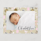 ピンク&金ゴールドクリスマスプレゼント写真はがき シーズンポストカード (正面)