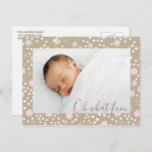 ピンク&金ゴールドクリスマスレトロパターン写真はがき シーズンポストカード (正面/裏面)