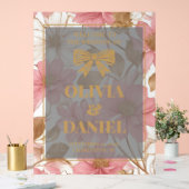 ピンク&金ゴールドグラムウェルカムボード アクリルサイン (ウェディング)