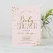 ピンク&金ゴールドグラムグリッターコーナーBABY SHOWER 招待状 (スタンド正面)