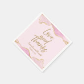 ピンク&金ゴールドグリッターアゲテ感謝していロ結婚ス スタンダードカクテルナプキン (角)